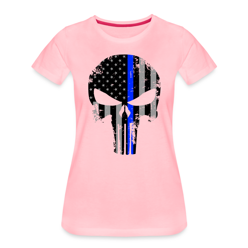 Women’s Premium T-Shirt - Punisher Thin Blue Line - pink