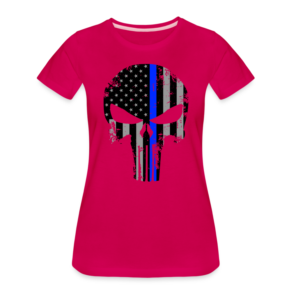 Women’s Premium T-Shirt - Punisher Thin Blue Line - dark pink