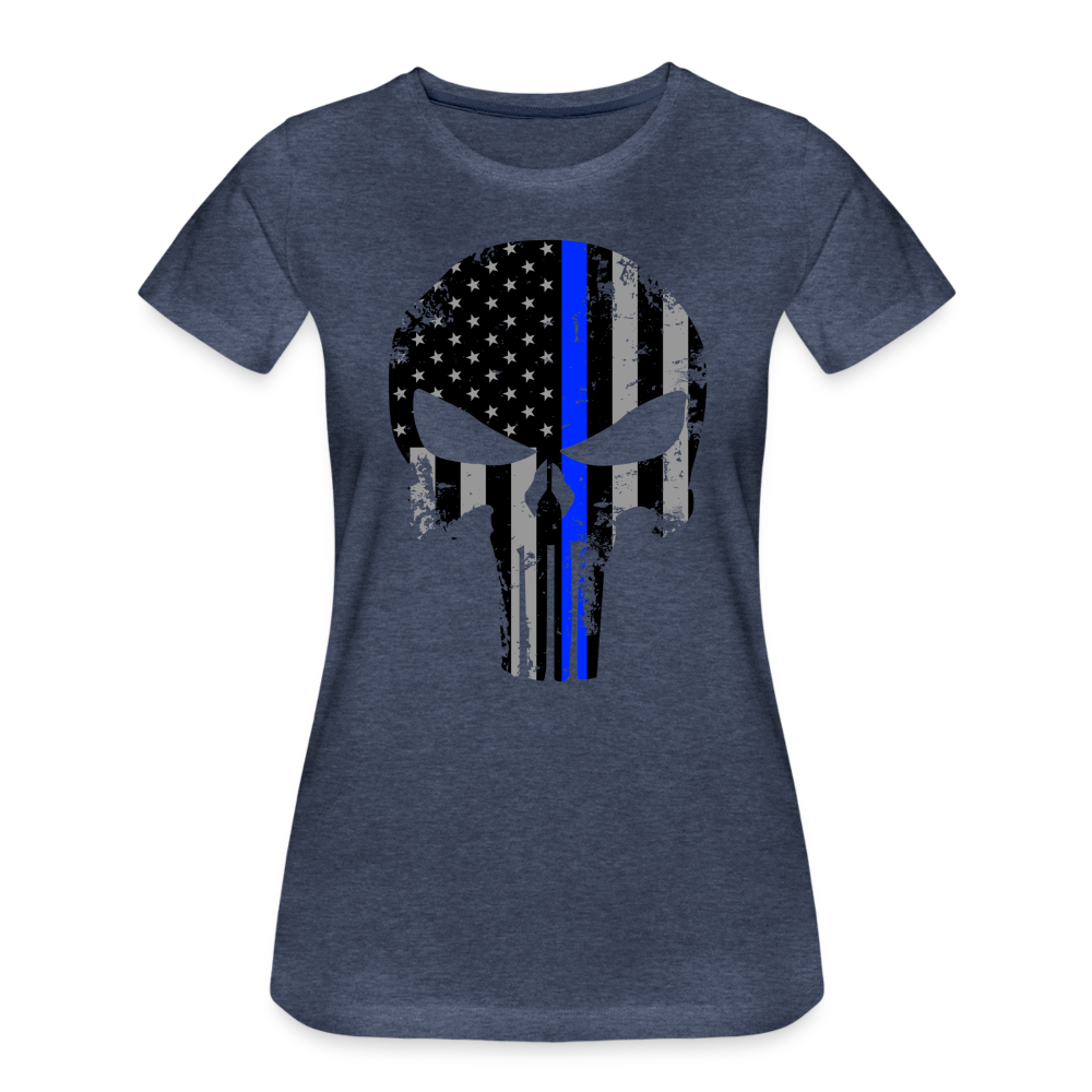 Women’s Premium T-Shirt - Punisher Thin Blue Line - heather blue