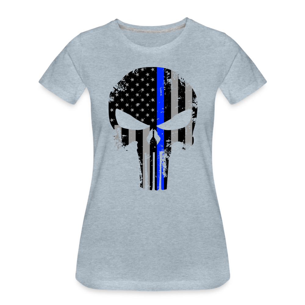 Women’s Premium T-Shirt - Punisher Thin Blue Line - heather ice blue