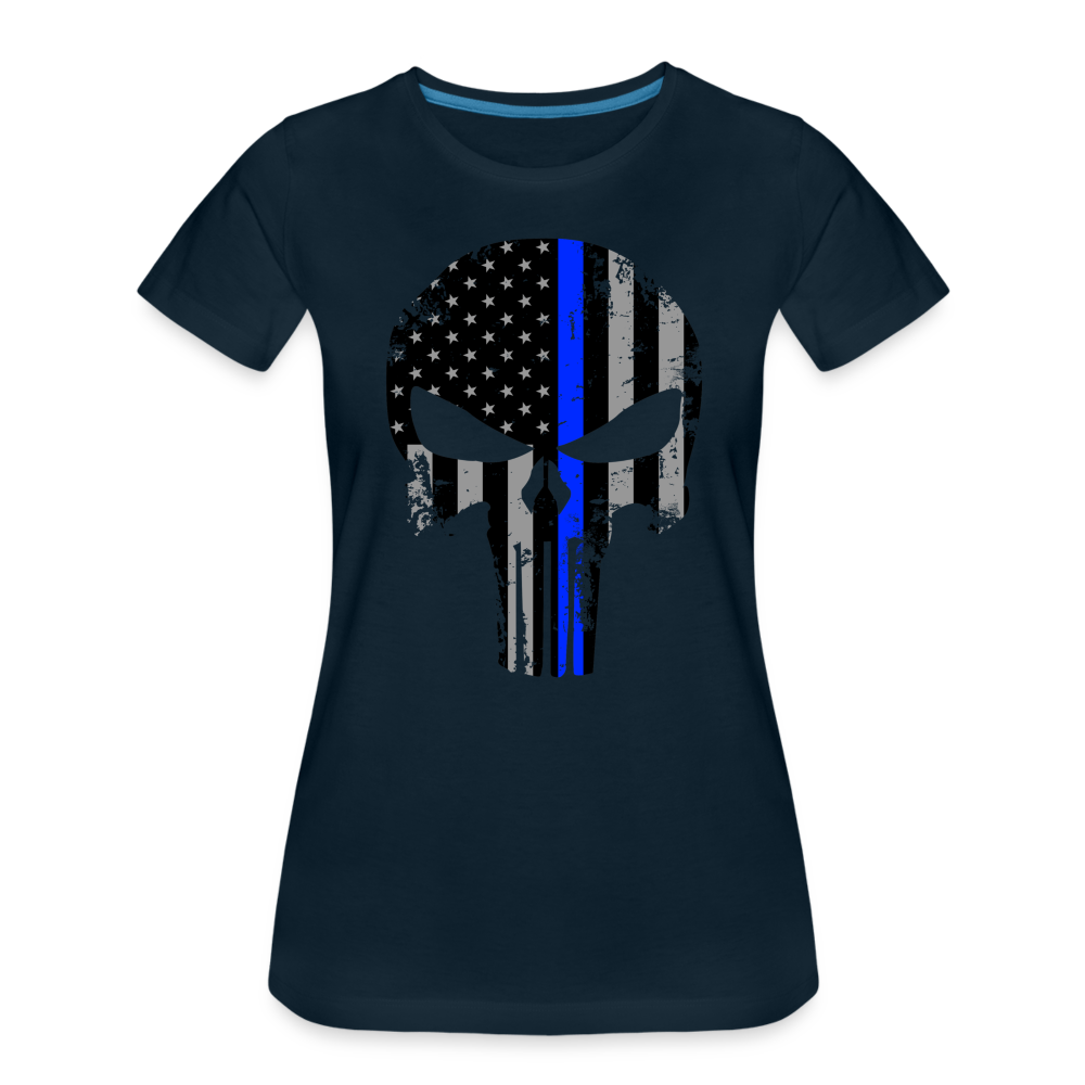Women’s Premium T-Shirt - Punisher Thin Blue Line - deep navy