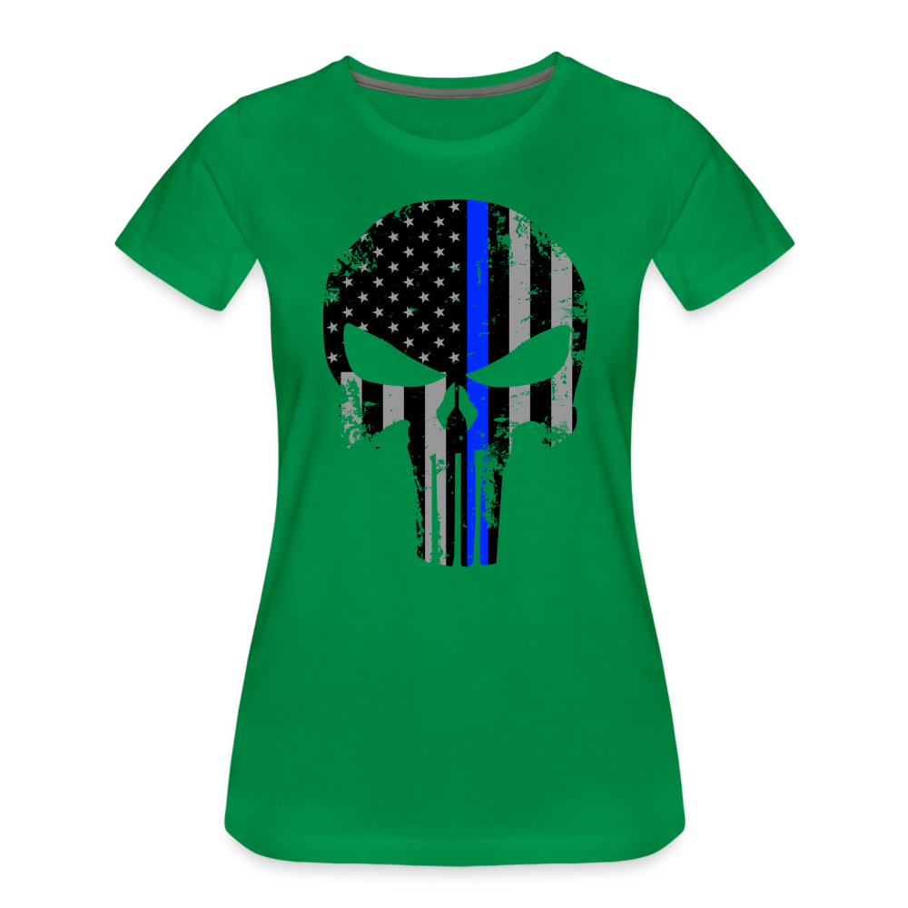 Women’s Premium T-Shirt - Punisher Thin Blue Line - kelly green