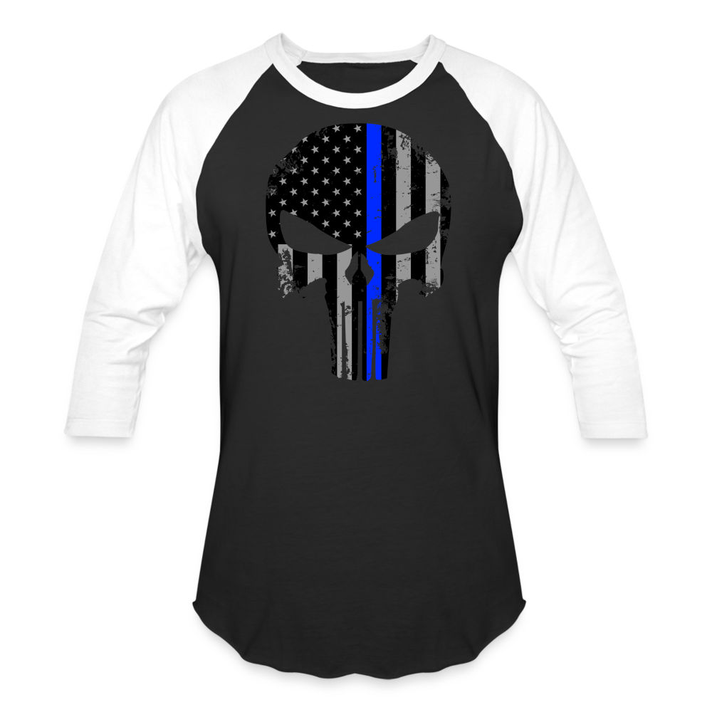 Baseball T-Shirt - Punisher Thin Blue Line - black/white