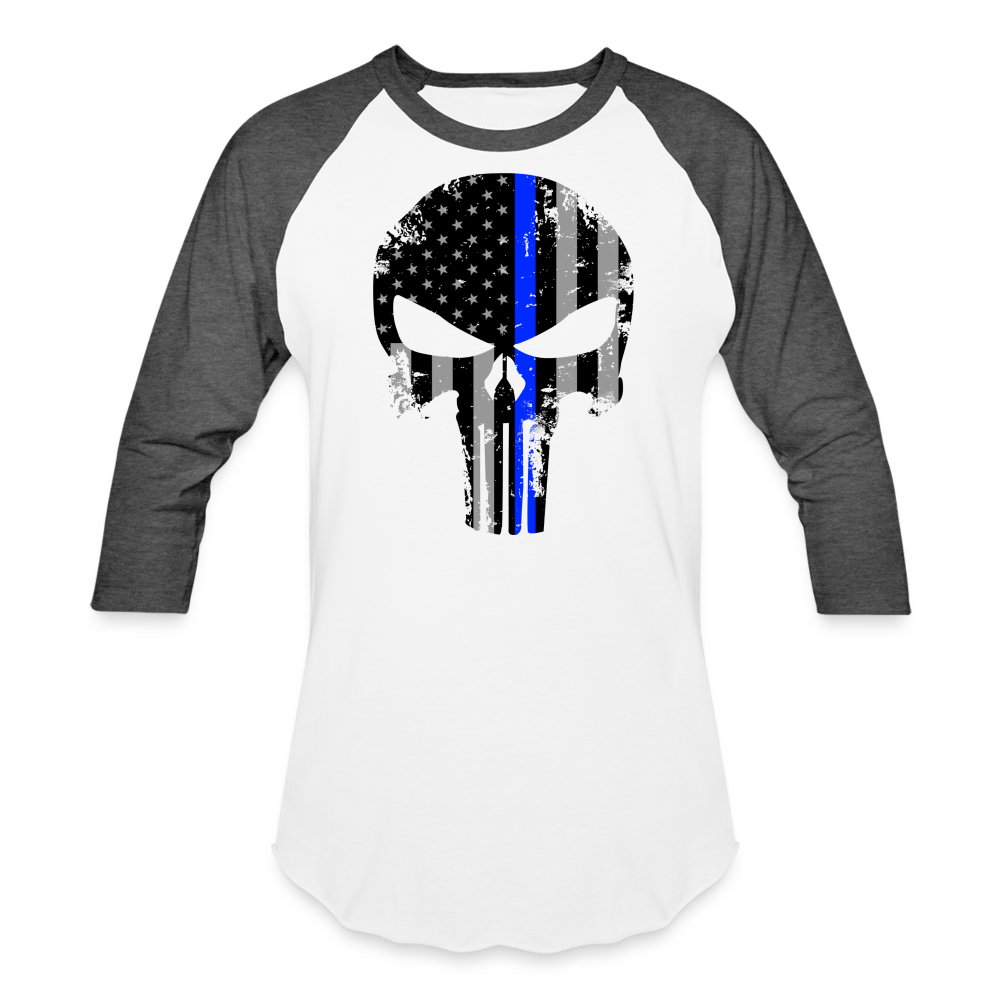 Baseball T-Shirt - Punisher Thin Blue Line - white/charcoal