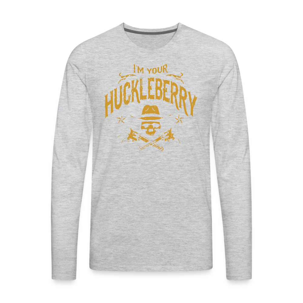 Men's Premium Long Sleeve T-Shirt - I'm your Huckleberry - heather gray