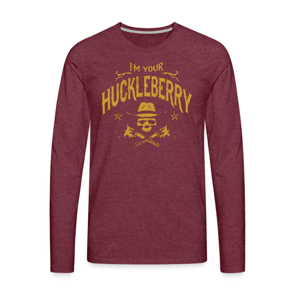 Men's Premium Long Sleeve T-Shirt - I'm your Huckleberry - heather burgundy