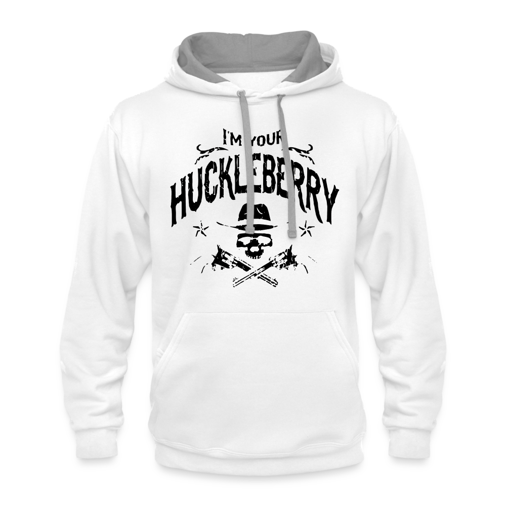 Contrast Hoodie - I'm your Huckleberry - white/gray