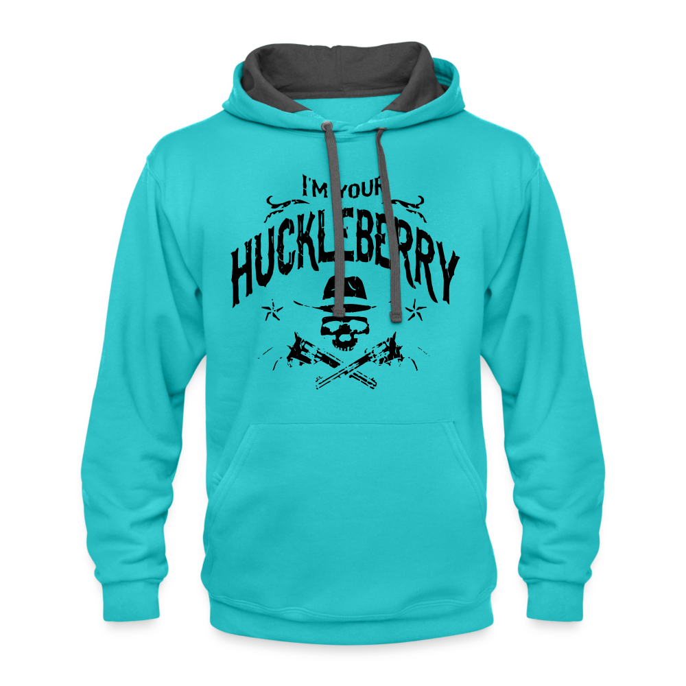 Contrast Hoodie - I'm your Huckleberry - scuba blue/asphalt