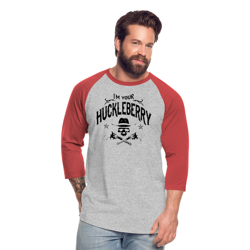 Baseball T-Shirt - I'm your Huckleberry - heather gray/red