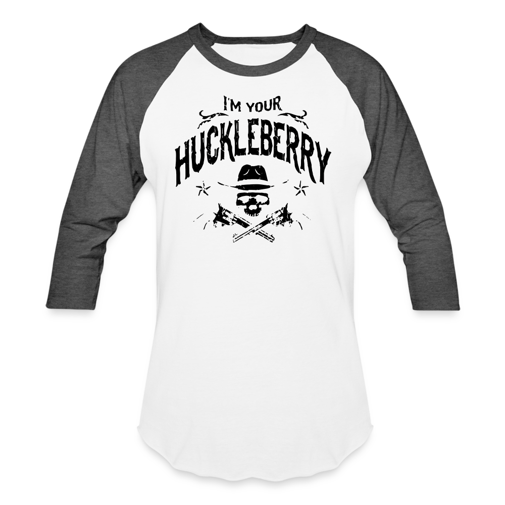Baseball T-Shirt - I'm your Huckleberry - white/charcoal