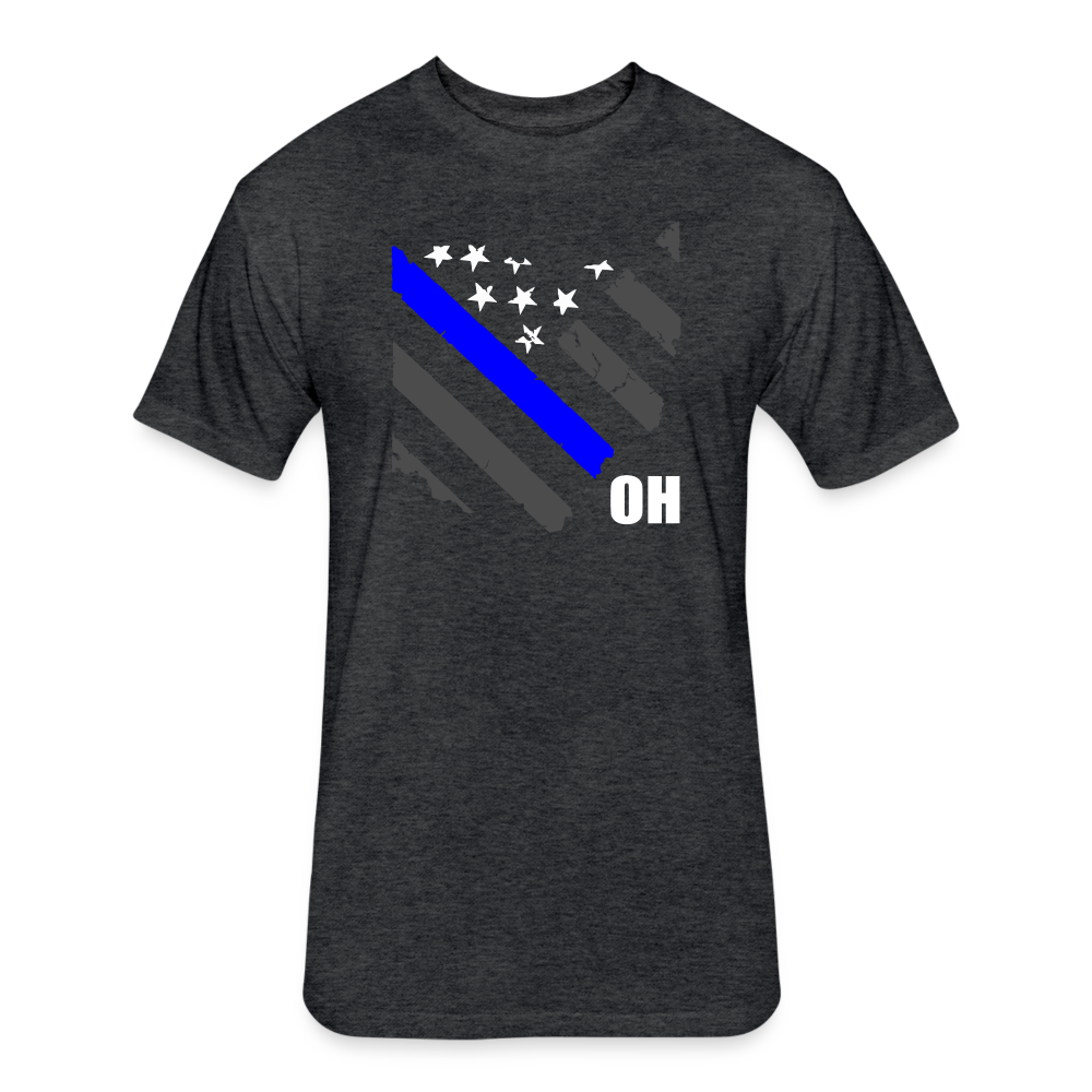 Unisex Poly/Cotton T-Shirt by Next Level - Ohio Blue Line - heather black