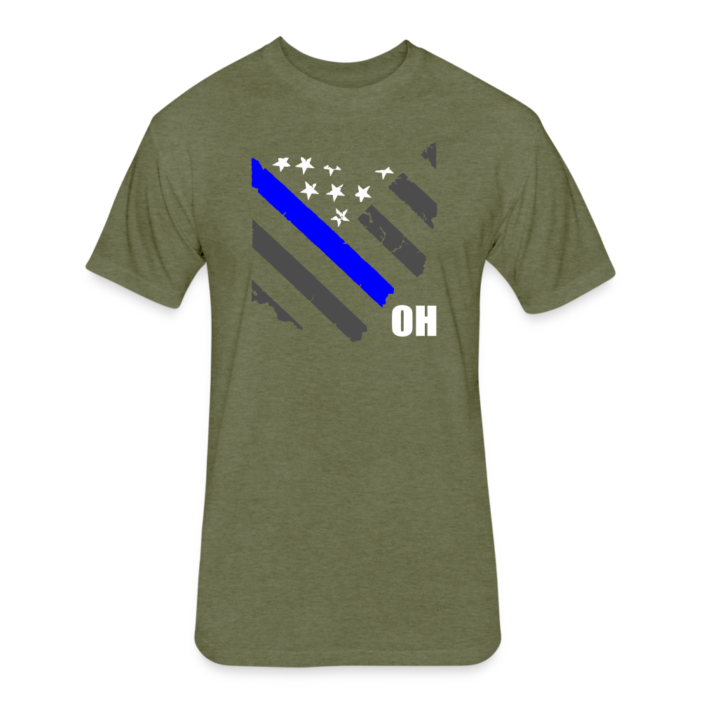 Unisex Poly/Cotton T-Shirt by Next Level - Ohio Blue Line - heather military green