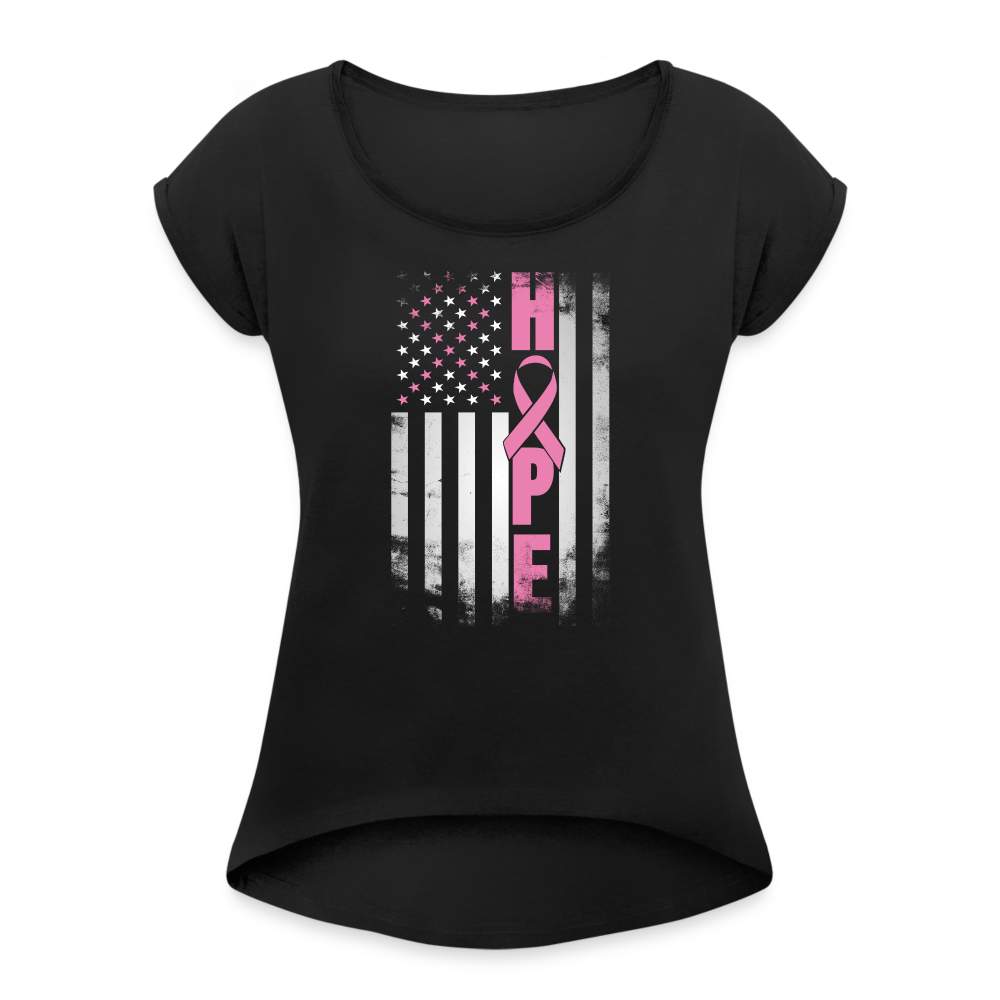 Women's Roll Cuff T-Shirt - "Hope" - black
