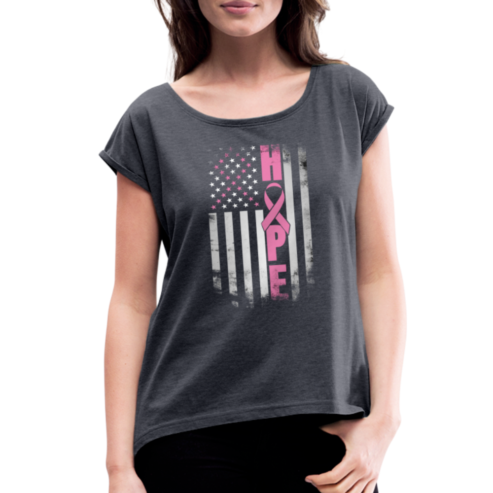 Women's Roll Cuff T-Shirt - "Hope" - navy heather