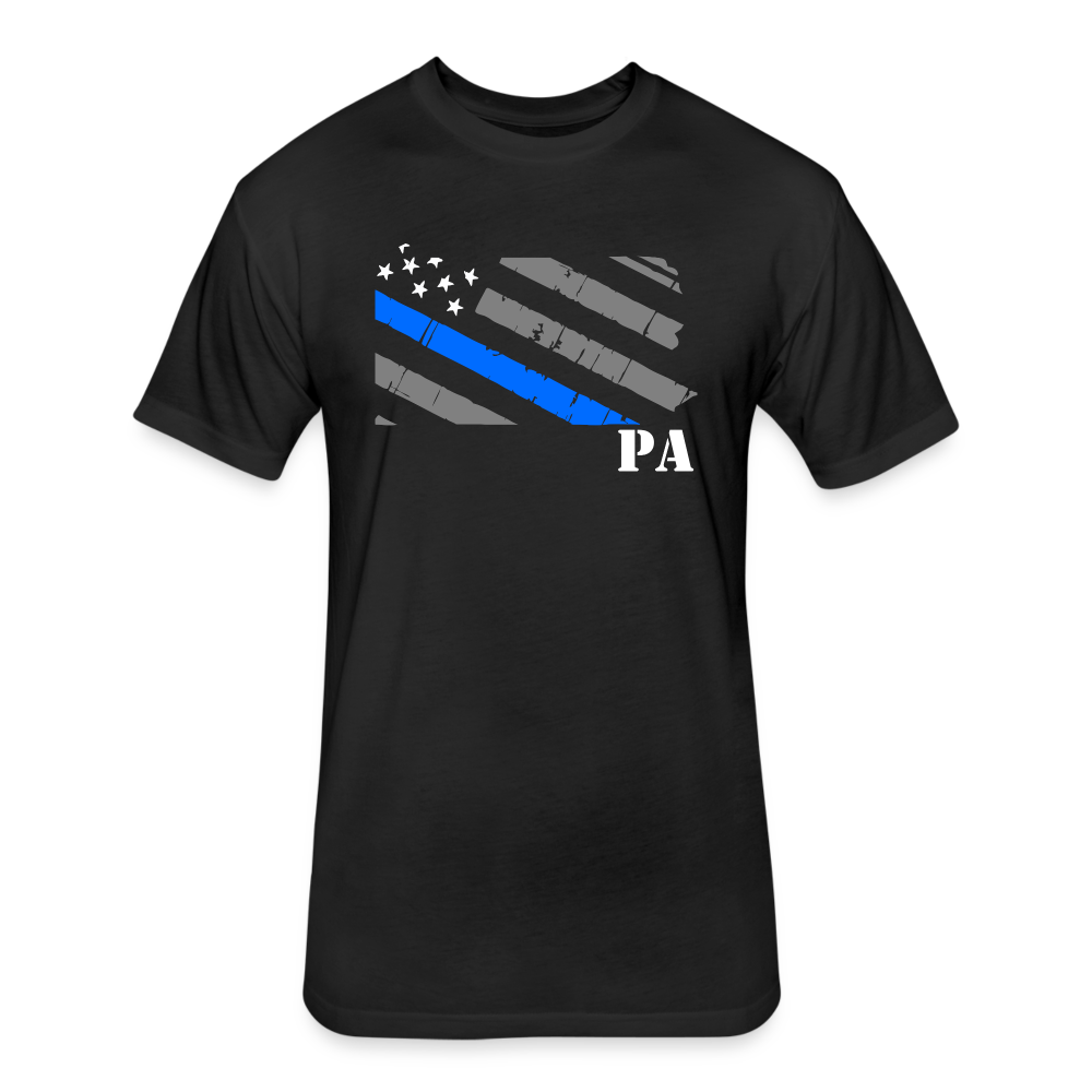 Unisex Poly/Cotton T-Shirt by Next Level - PA Blue Line - black