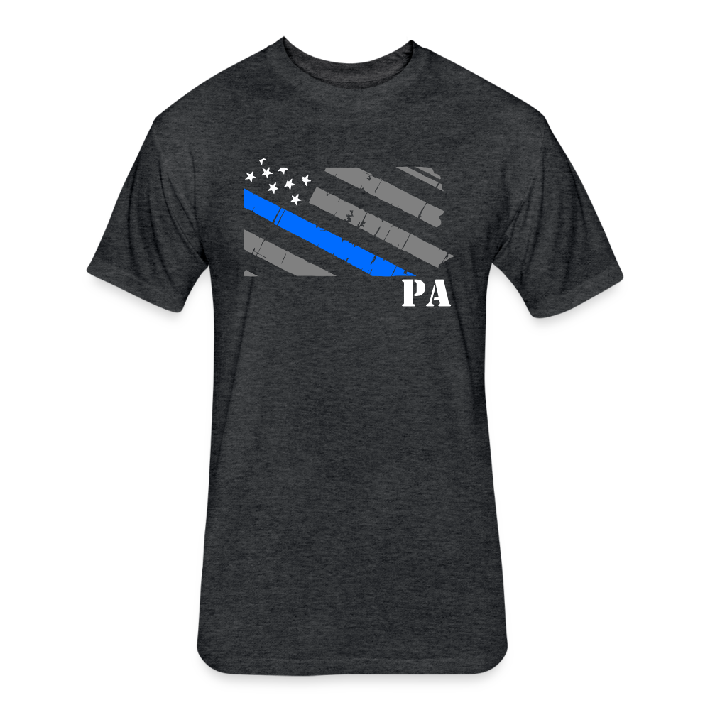 Unisex Poly/Cotton T-Shirt by Next Level - PA Blue Line - heather black
