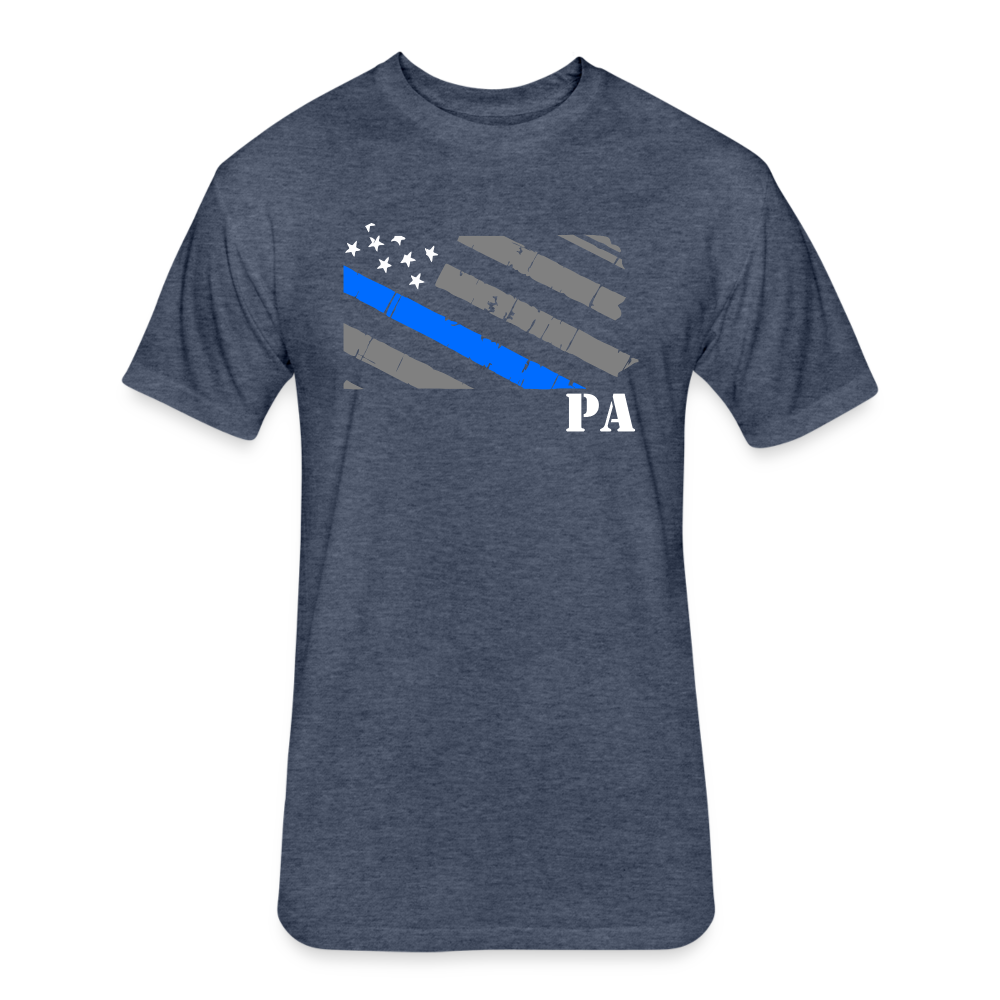 Unisex Poly/Cotton T-Shirt by Next Level - PA Blue Line - heather navy
