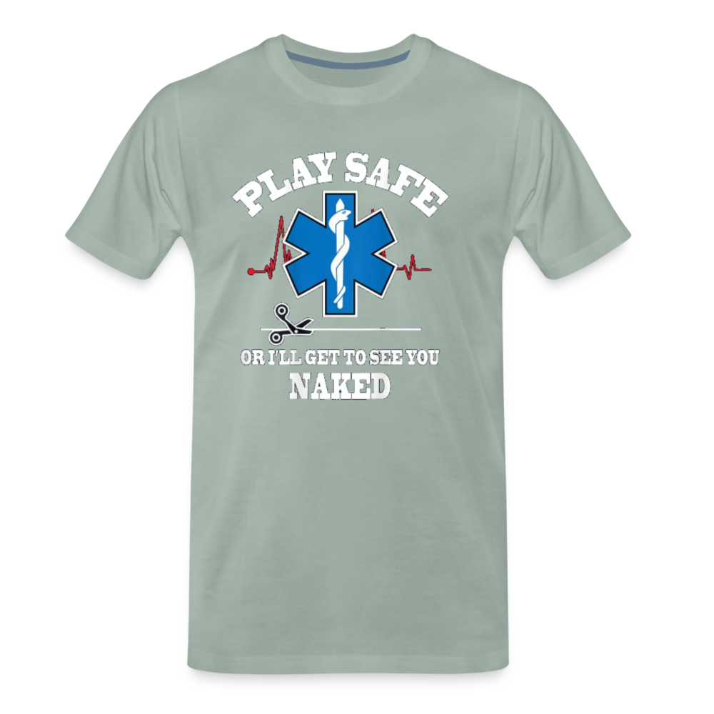 Men's Premium T-Shirt - Play Safe EMS - steel green