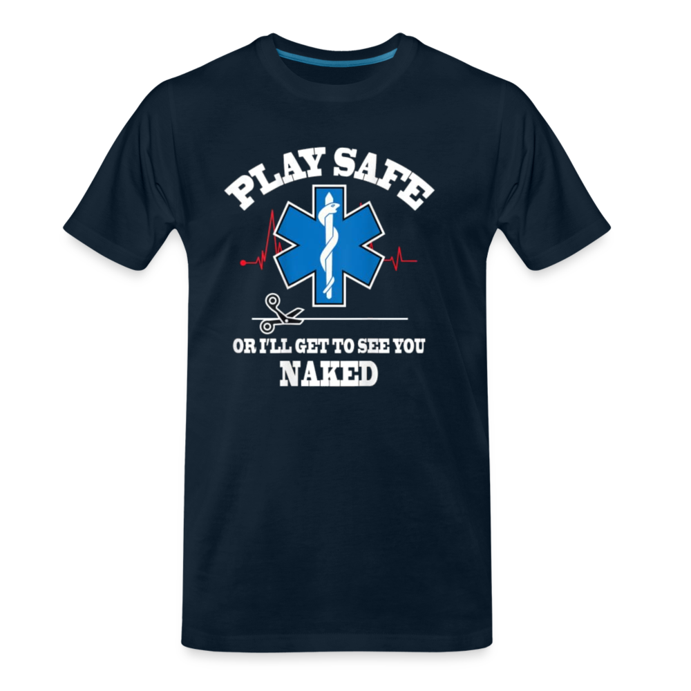 Men's Premium T-Shirt - Play Safe EMS - deep navy