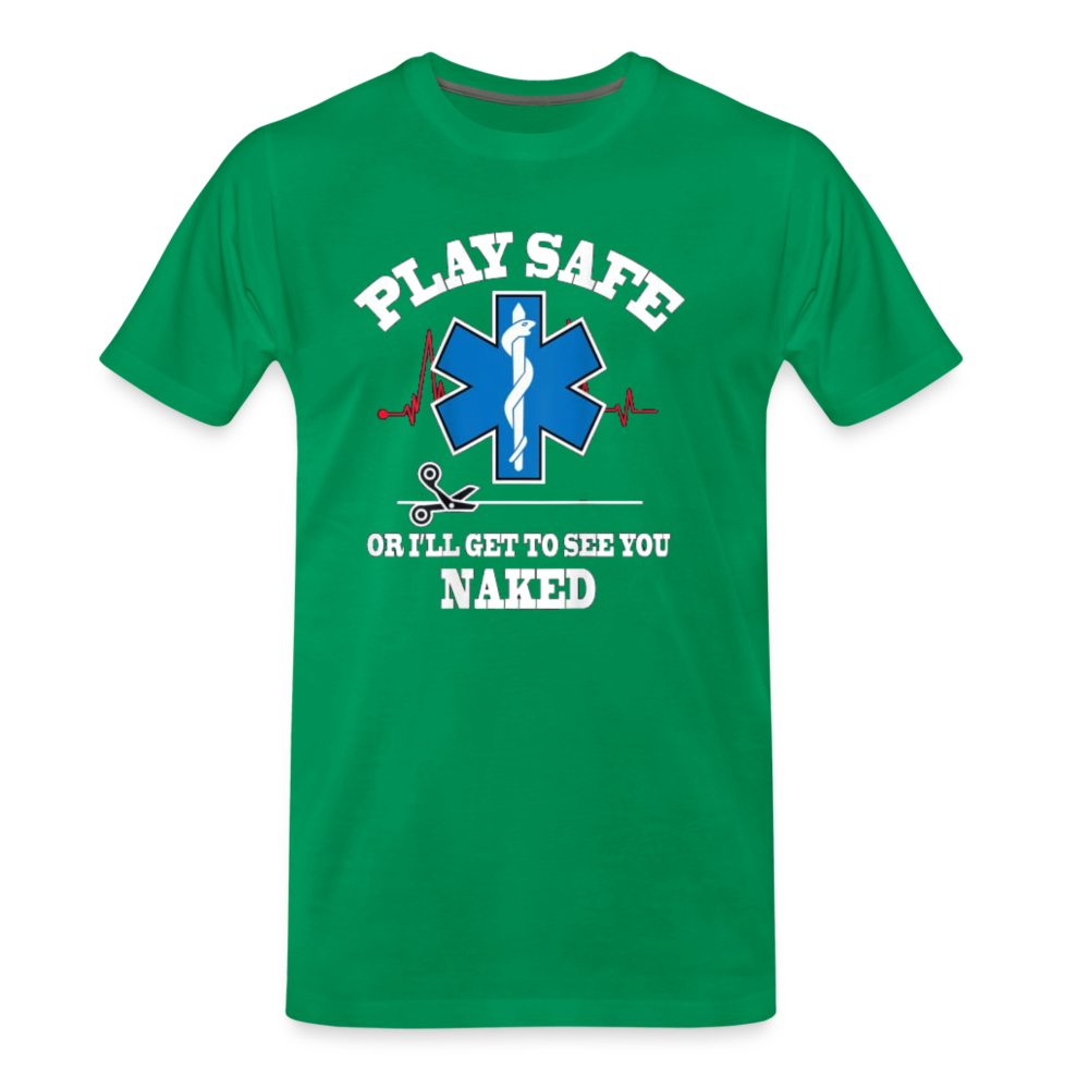 Men's Premium T-Shirt - Play Safe EMS - kelly green