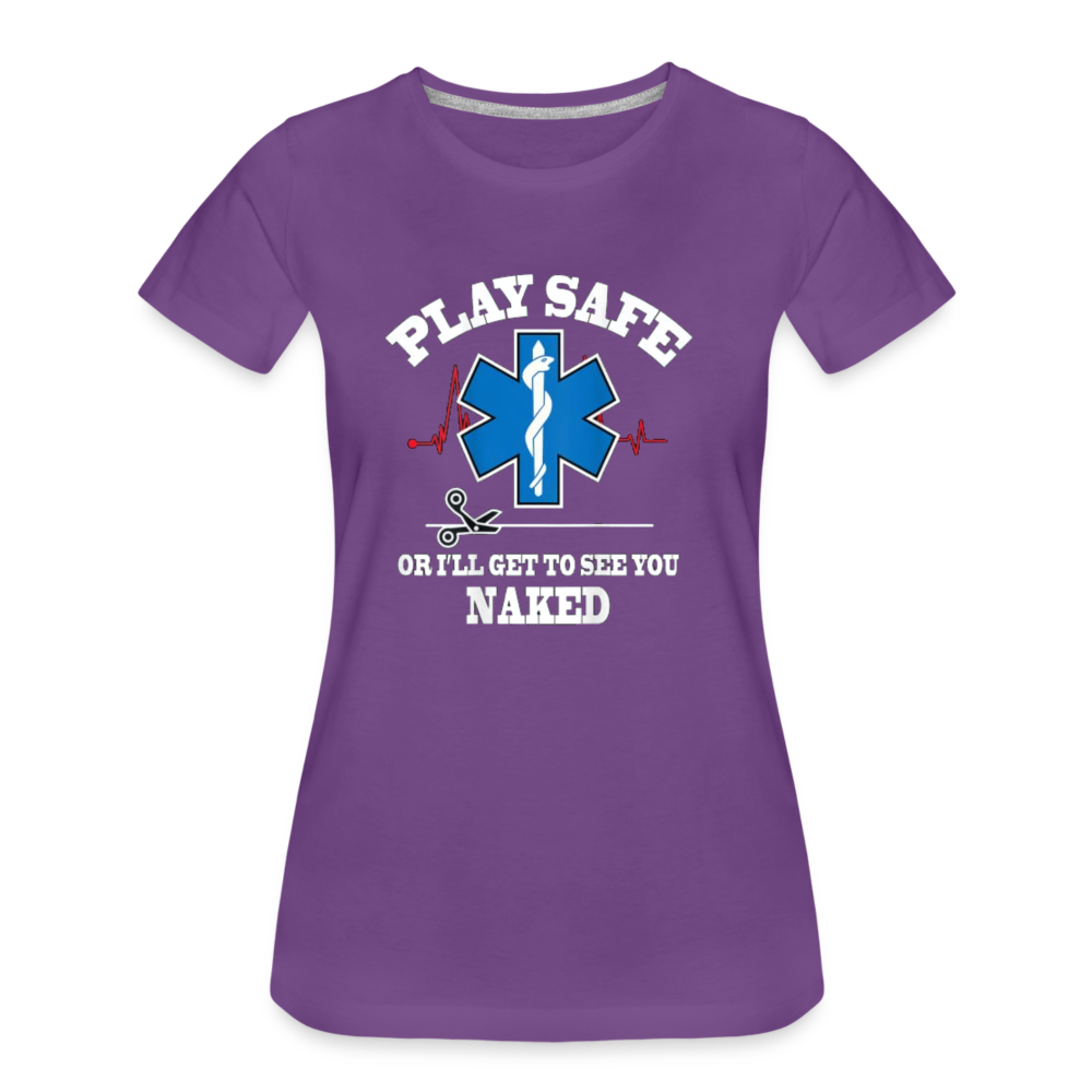 Women’s Premium T-Shirt - Play Safe EMS - purple