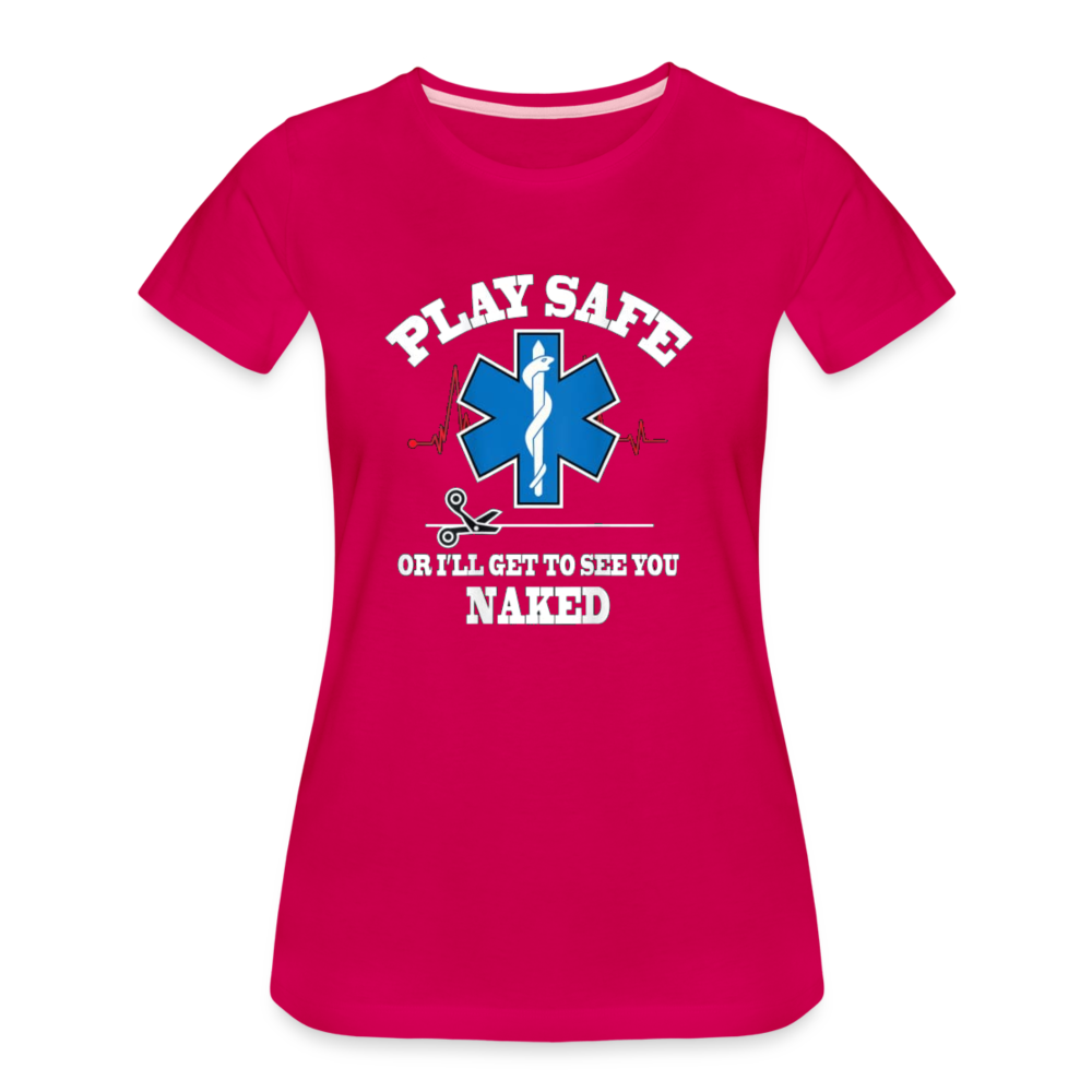 Women’s Premium T-Shirt - Play Safe EMS - dark pink