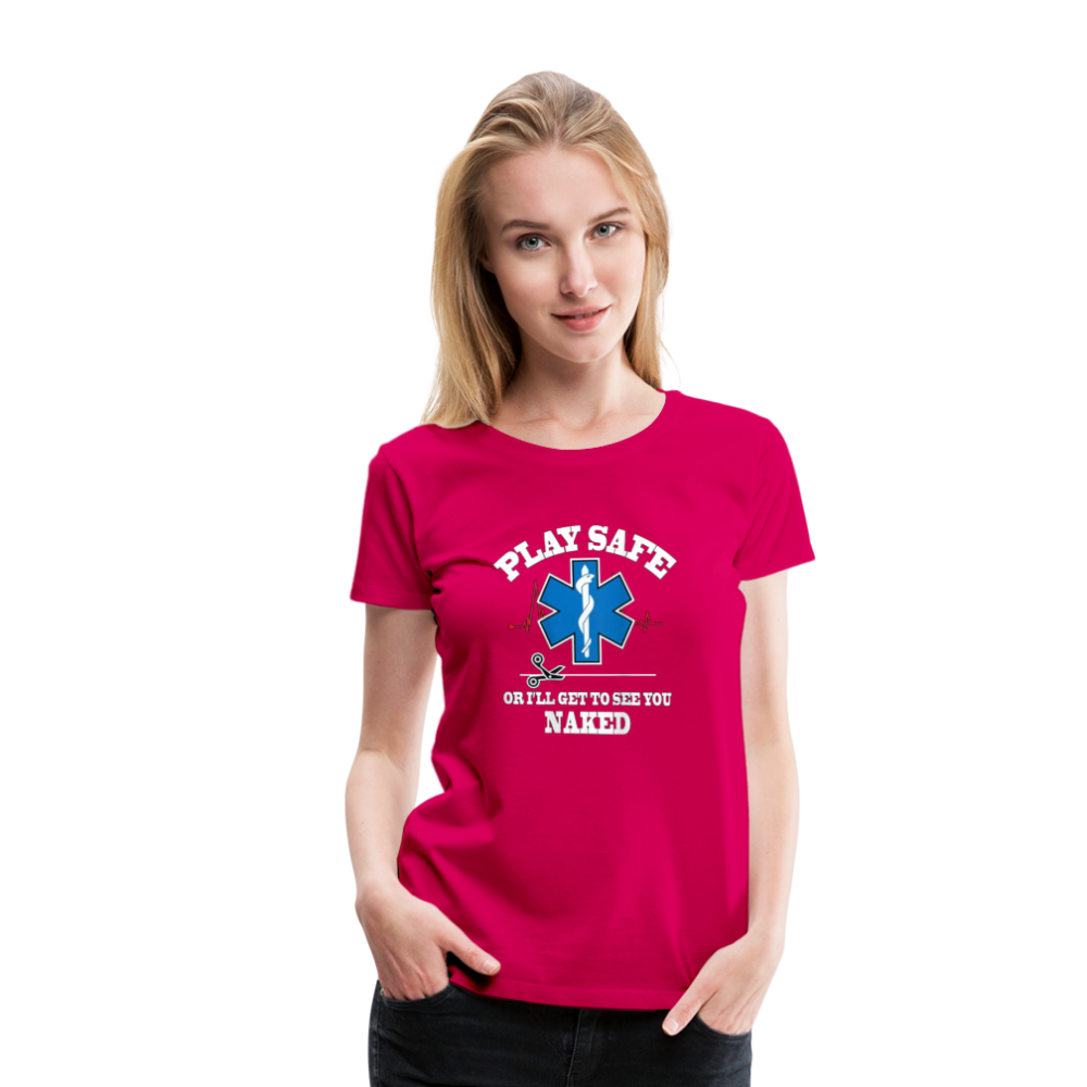 Women’s Premium T-Shirt - Play Safe EMS - dark pink