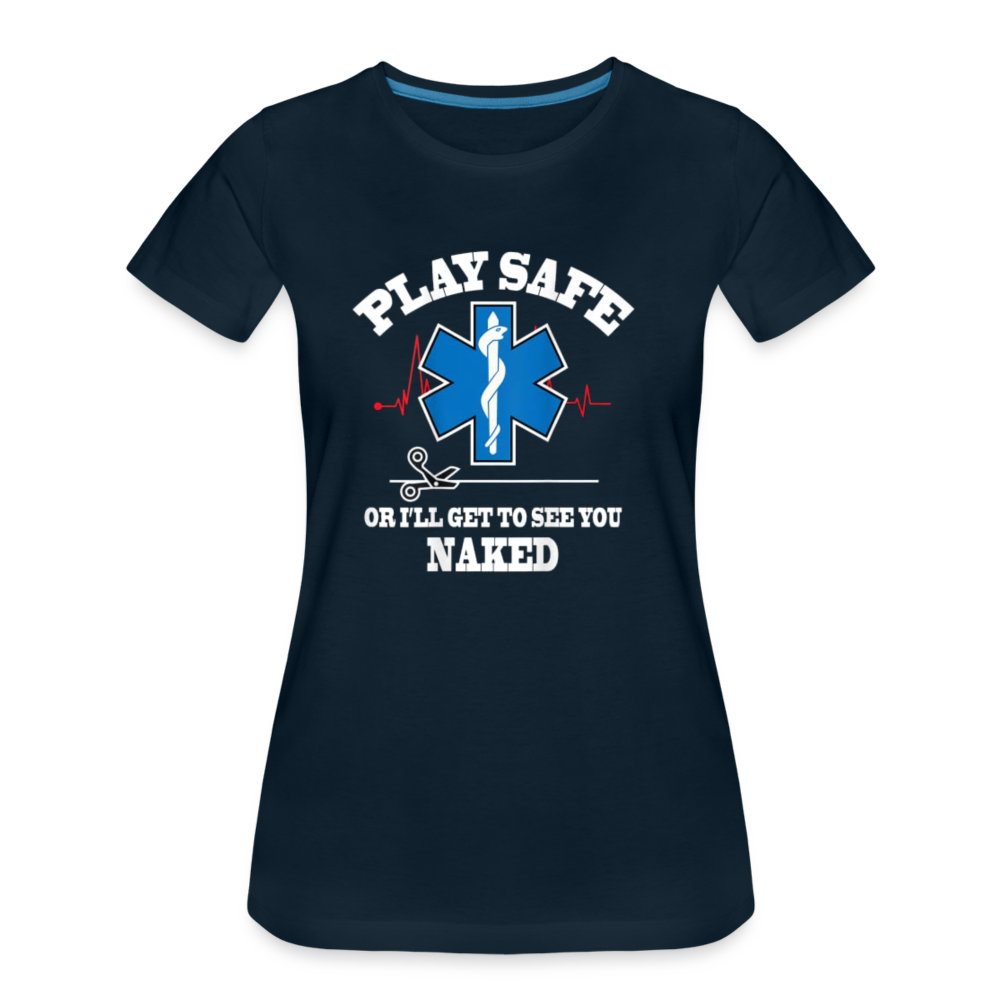 Women’s Premium T-Shirt - Play Safe EMS - deep navy