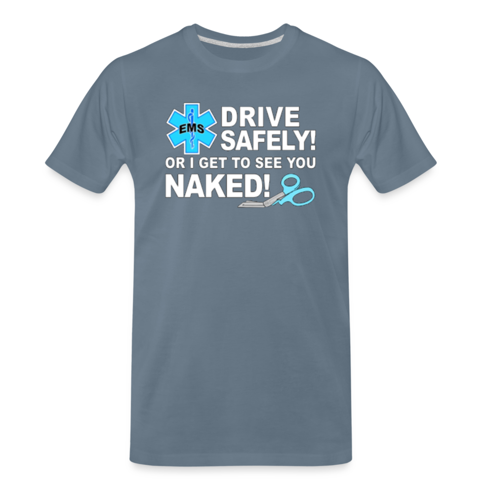Men's Premium T-Shirt - EMS Drive Safely! - steel blue