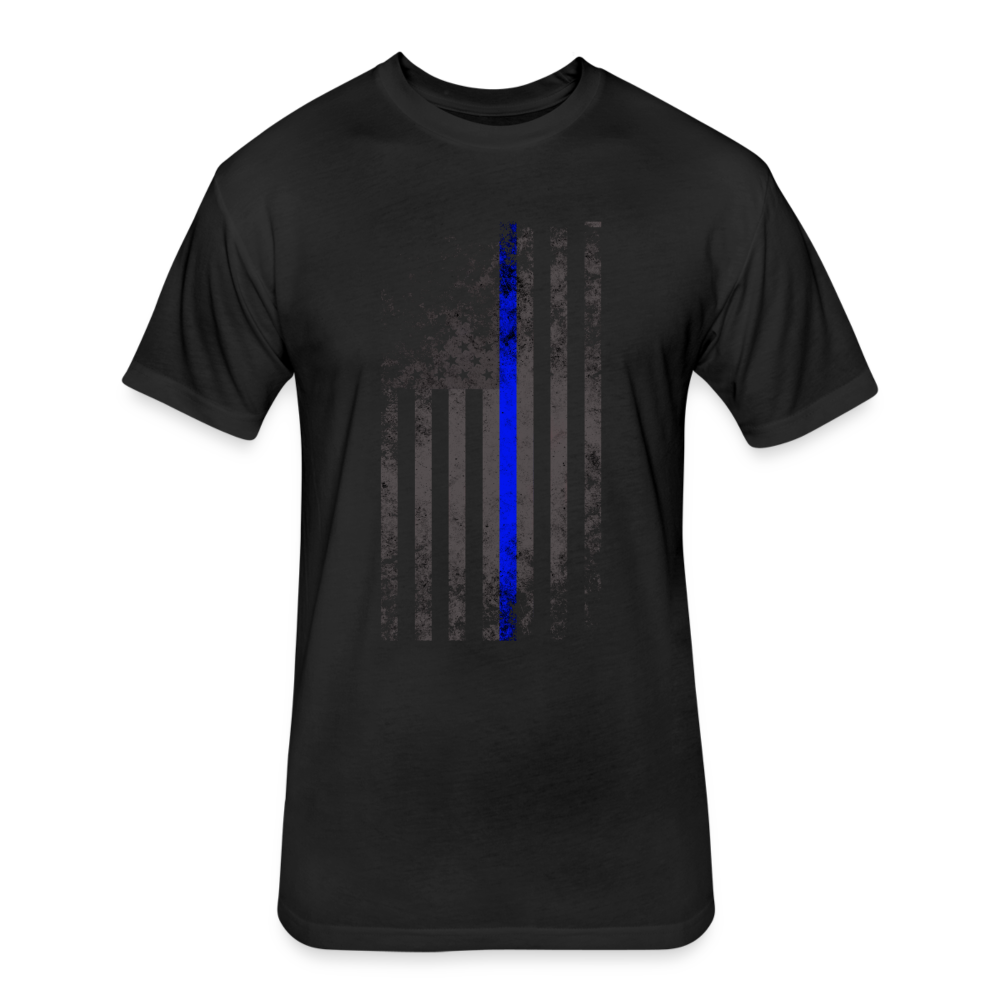 Unisex Poly/Cotton T-Shirt by Next Level - Thin Blue Line Distressed Vertical Flag - black