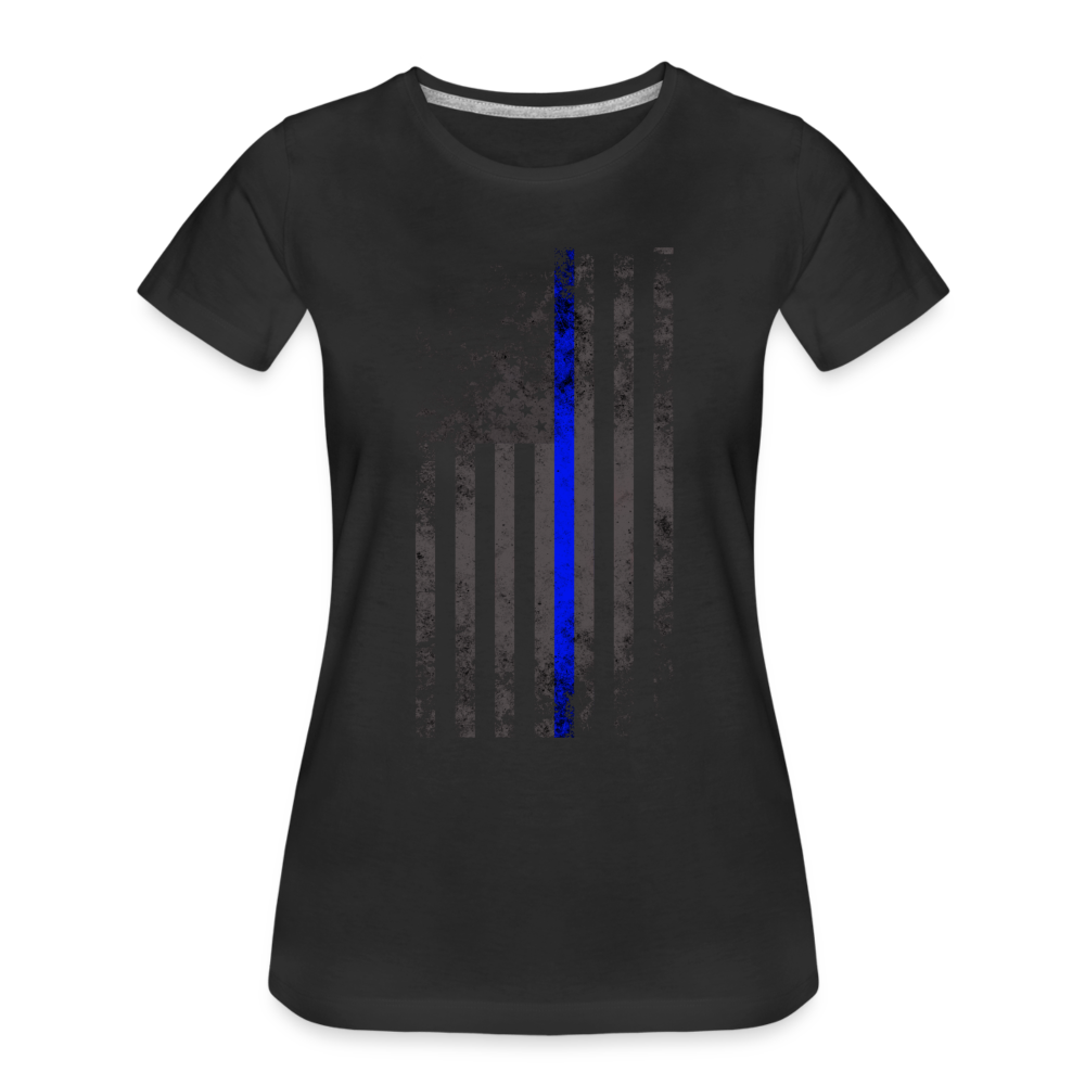 Women’s Premium T-Shirt - Thin Blue Line Distressed Vertical Flag - black