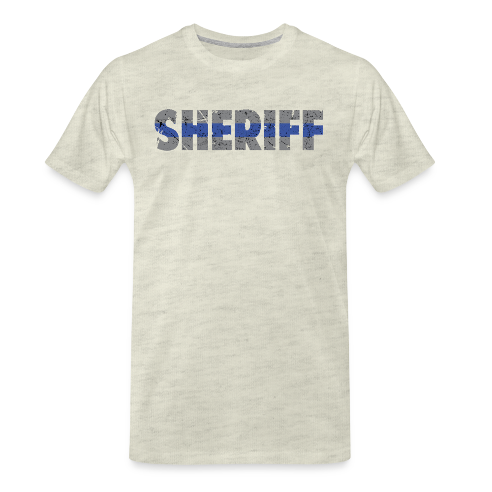 Men's Premium T-Shirt - Sheriff Blue Line - heather oatmeal