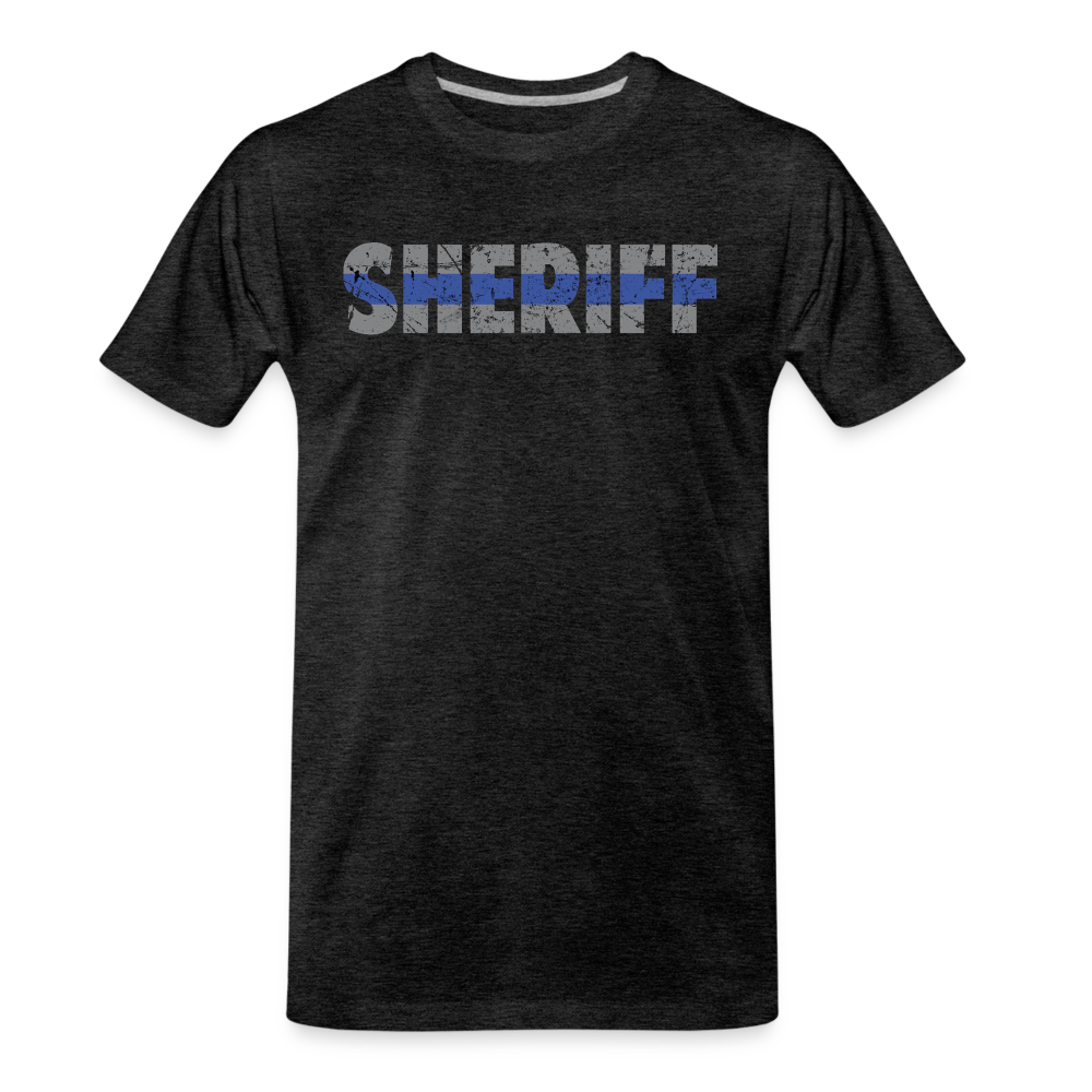 Men's Premium T-Shirt - Sheriff Blue Line - charcoal grey