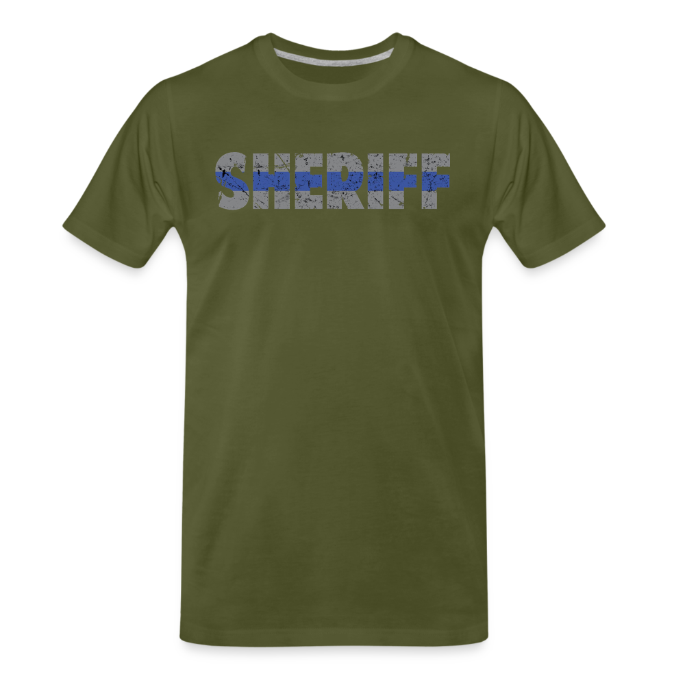 Men's Premium T-Shirt - Sheriff Blue Line - olive green