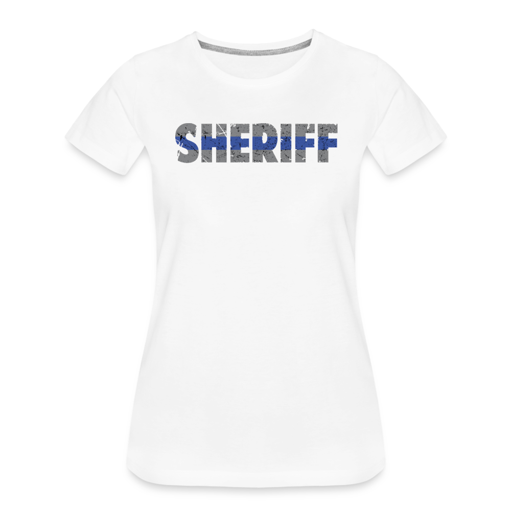 Women’s Premium T-Shirt - "Sheriff" Blue Line - white