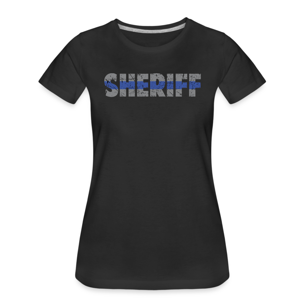 Women’s Premium T-Shirt - "Sheriff" Blue Line - black