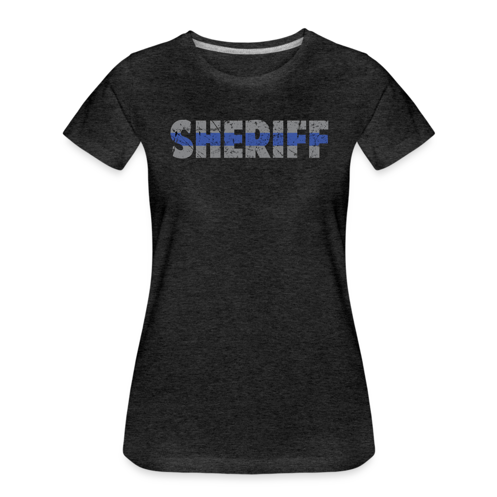 Women’s Premium T-Shirt - "Sheriff" Blue Line - charcoal grey