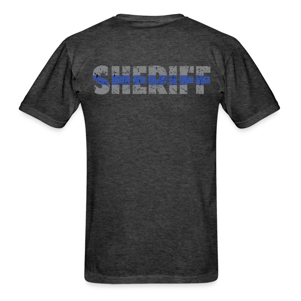 Unisex Classic T-Shirt - Sheriff Blue Line (Front & Back) - heather black