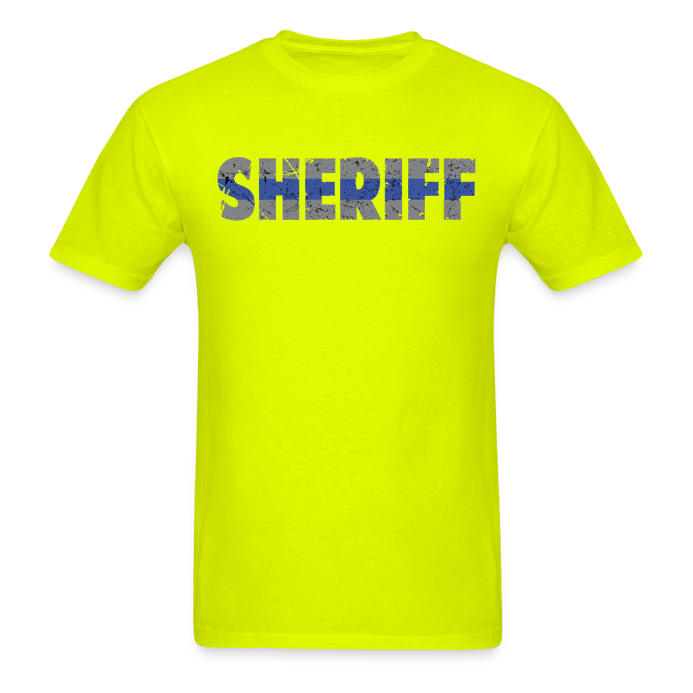Unisex Classic T-Shirt - Sheriff Blue Line (Front & Back) - safety green