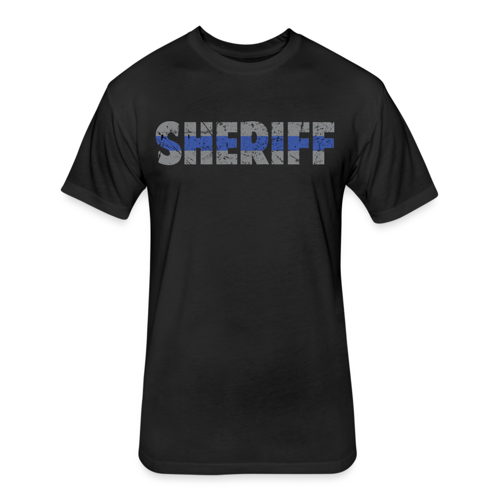 Unisex Poly/Cotton T-Shirt by Next Level - Sheriff Blue Line - black