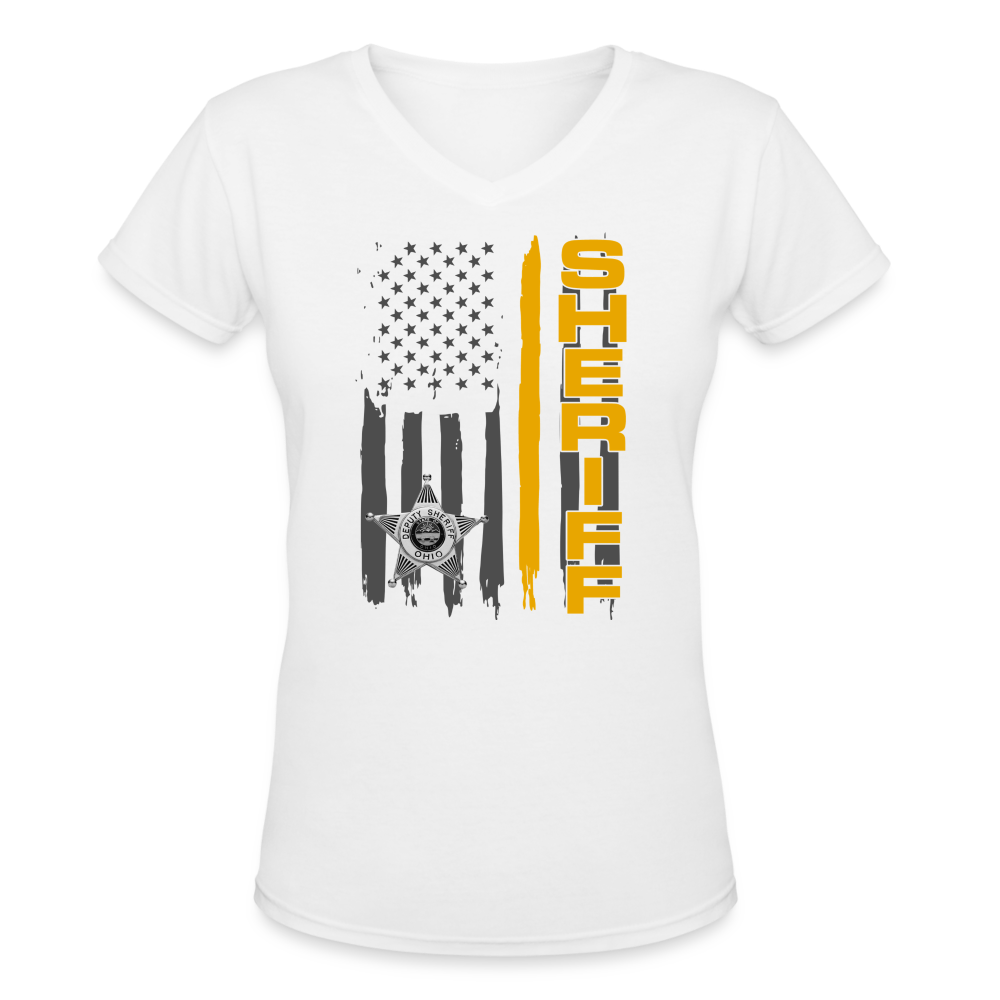Women's V-Neck T-Shirt - Ohio Sheriff Vertical - white