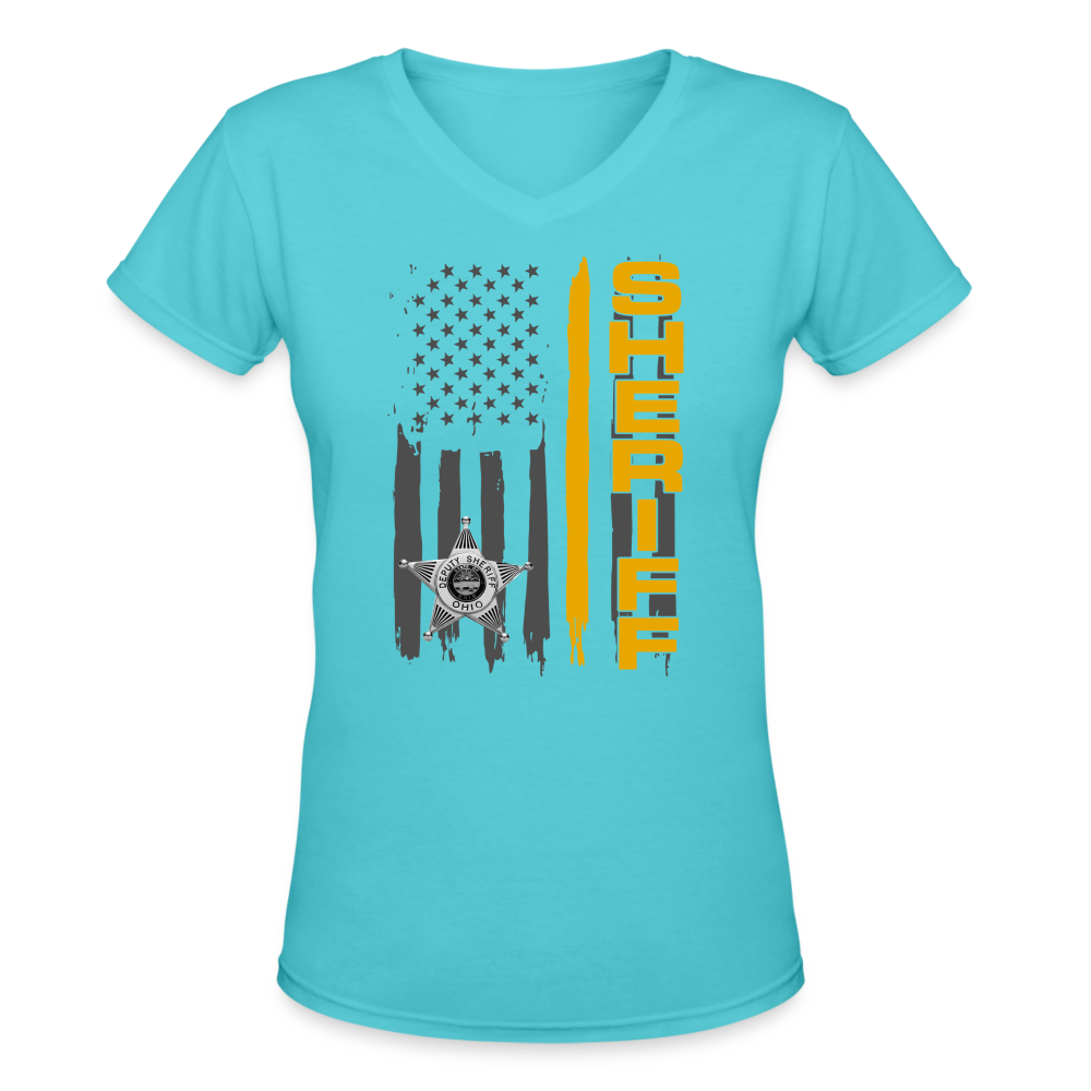 Women's V-Neck T-Shirt - Ohio Sheriff Vertical - aqua