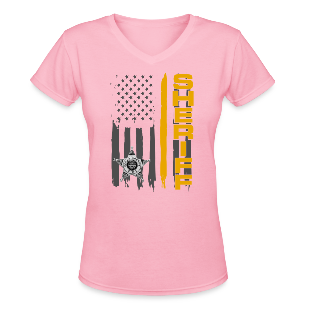 Women's V-Neck T-Shirt - Ohio Sheriff Vertical - pink