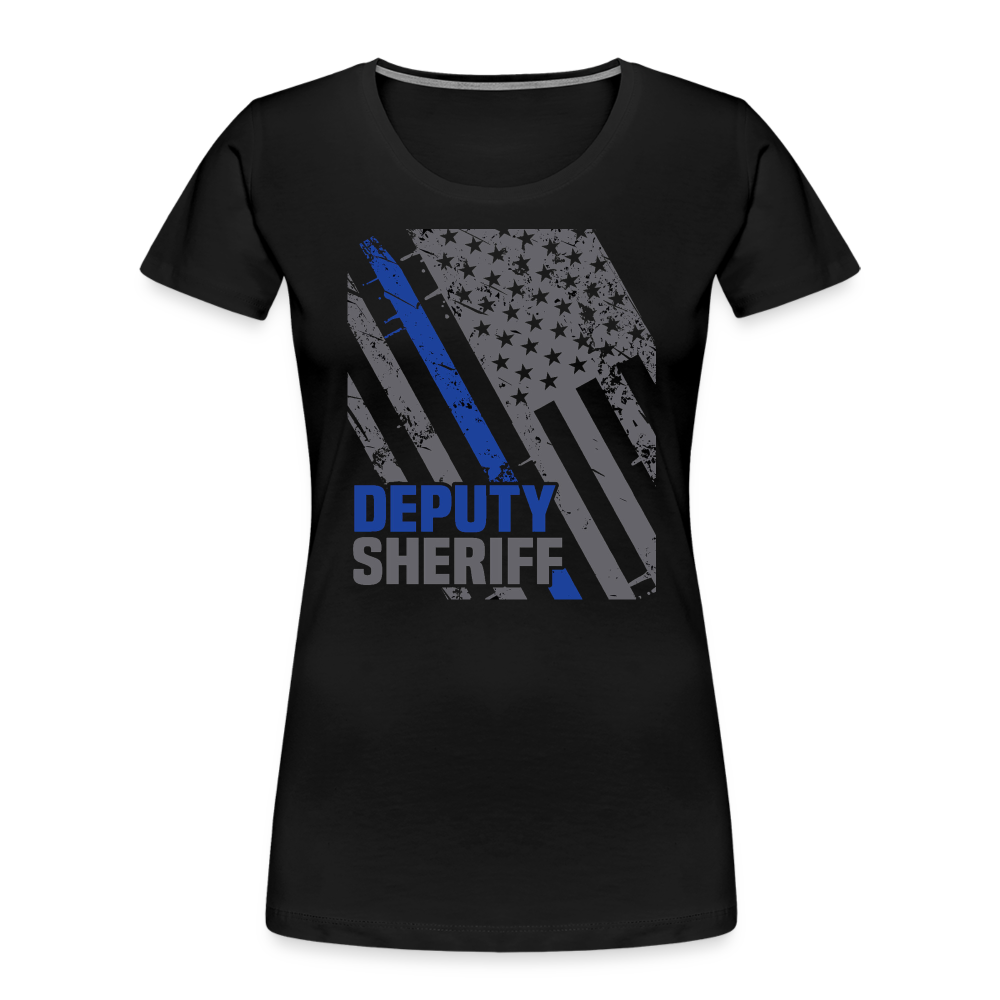 Women’s Premium T-Shirt - Deputy Sheriff Blue Line Flag - black