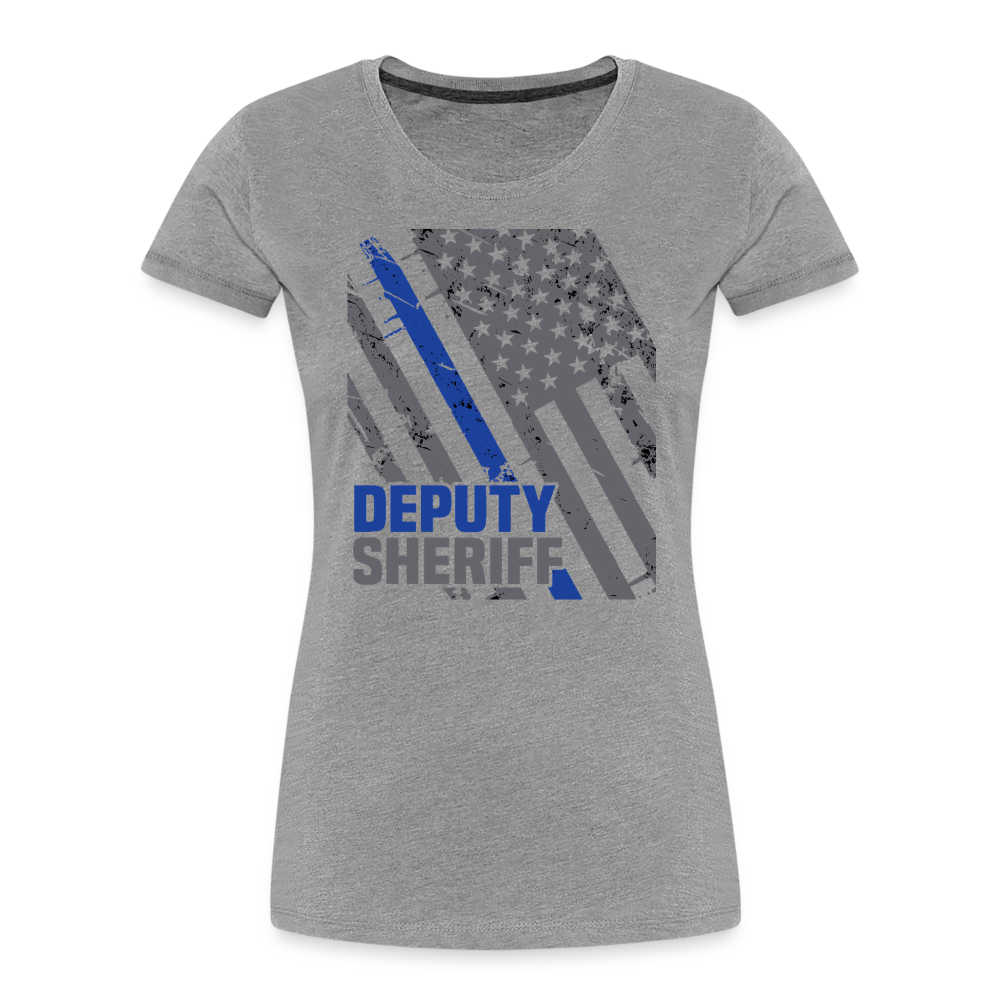 Women’s Premium T-Shirt - Deputy Sheriff Blue Line Flag - heather gray