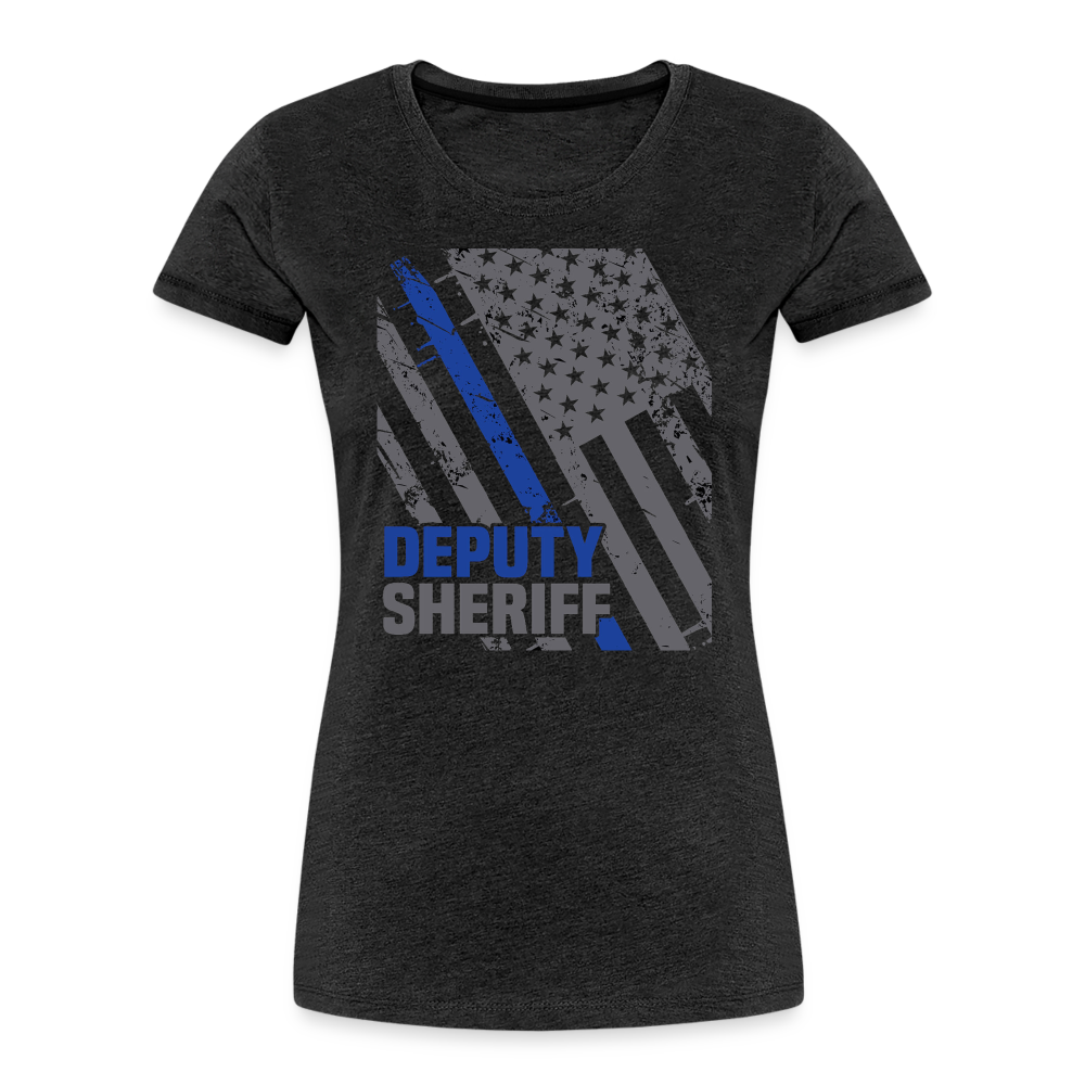 Women’s Premium T-Shirt - Deputy Sheriff Blue Line Flag - charcoal grey