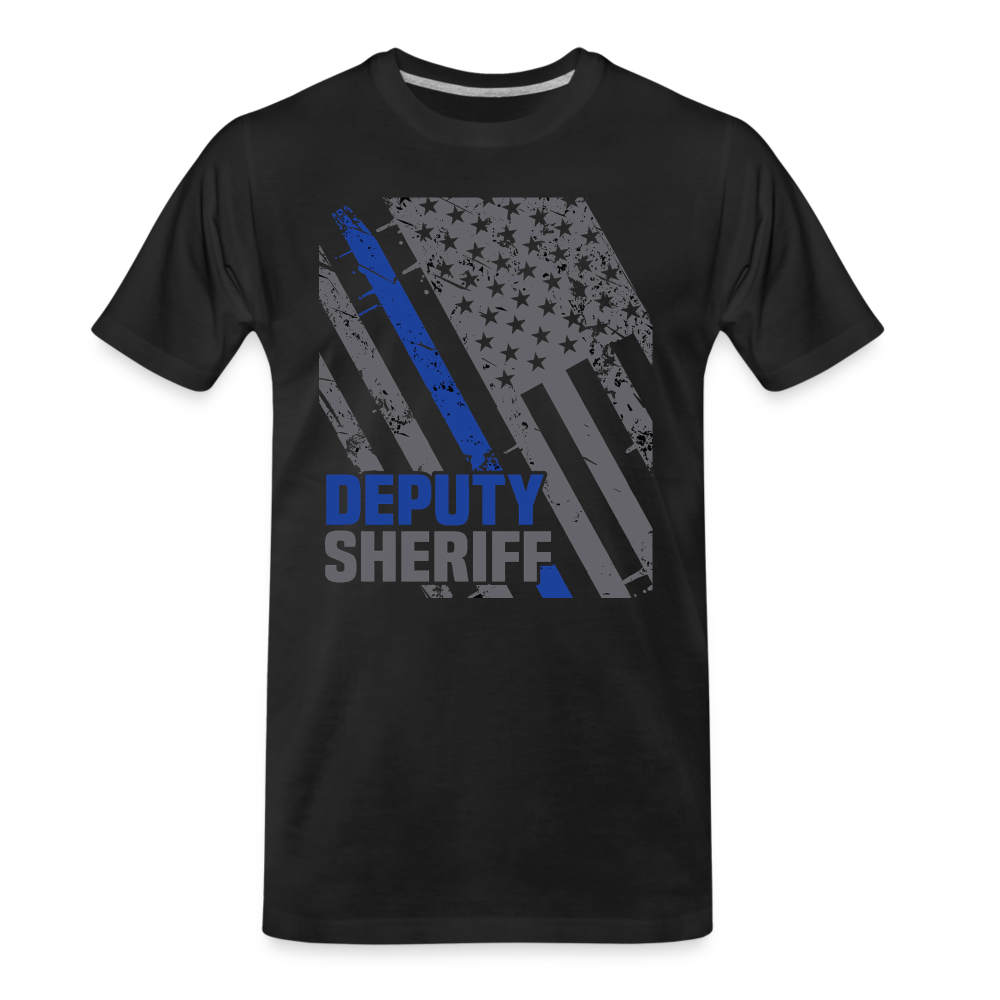 Men's Premium T-Shirt - Deputy Sheriff Blue Line Flag - black