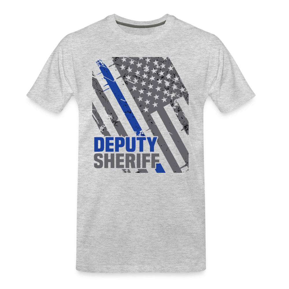 Men's Premium T-Shirt - Deputy Sheriff Blue Line Flag - heather gray