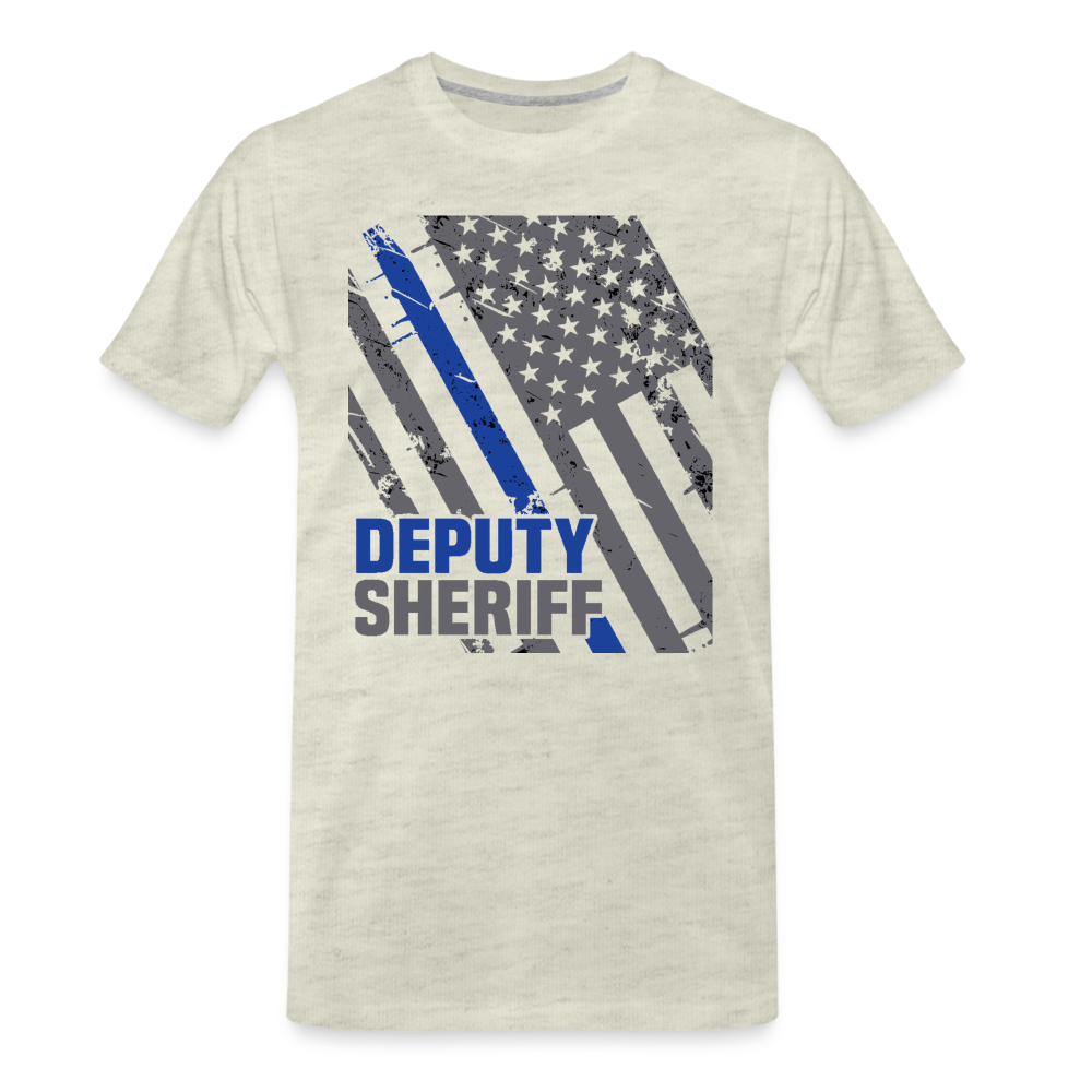 Men's Premium T-Shirt - Deputy Sheriff Blue Line Flag - heather oatmeal