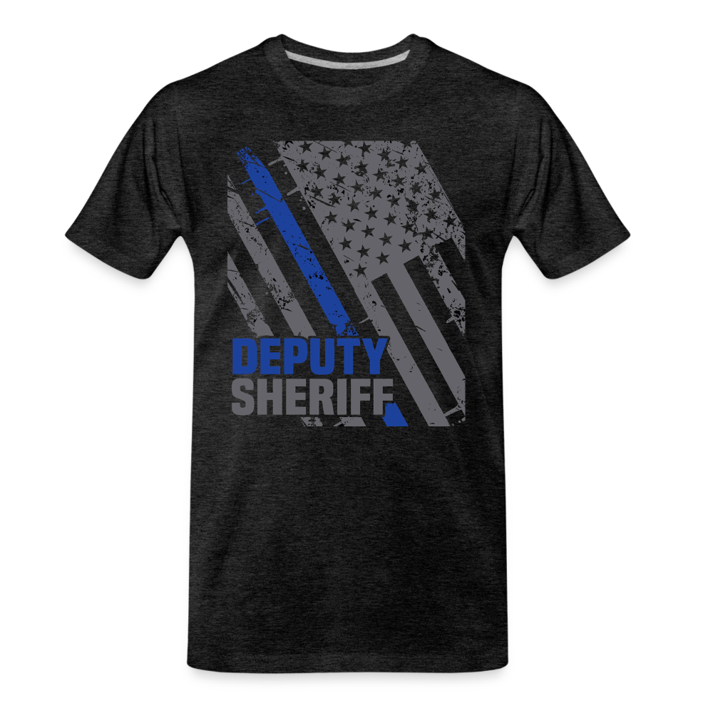 Men's Premium T-Shirt - Deputy Sheriff Blue Line Flag - charcoal grey